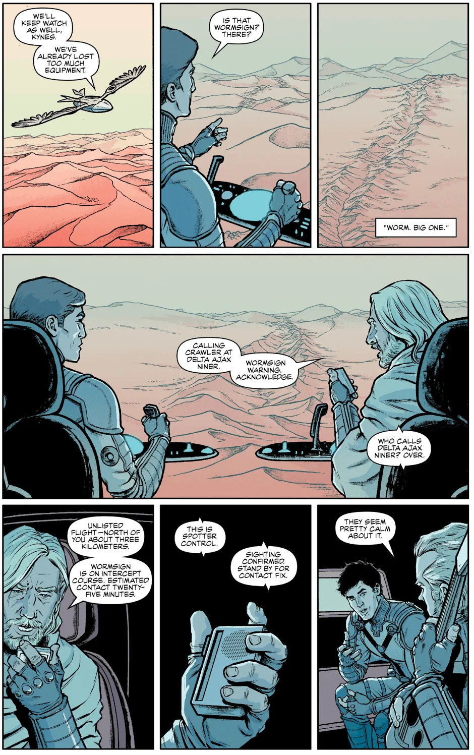 Page 79 of Dune: The Graphic Novel, adapted by Brian Herbert and Kevin J. Anderson, illustrated by Raúl Allen and Patricia Martín, published by Abrams ComicArts © 2020 Herbert Properties LLC