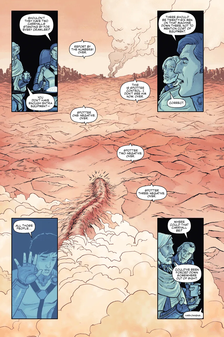 Page 82 of Dune: The Graphic Novel, adapted by Brian Herbert and Kevin J. Anderson, illustrated by Raúl Allen and Patricia Martín, published by Abrams ComicArts © 2020 Herbert Properties LLC