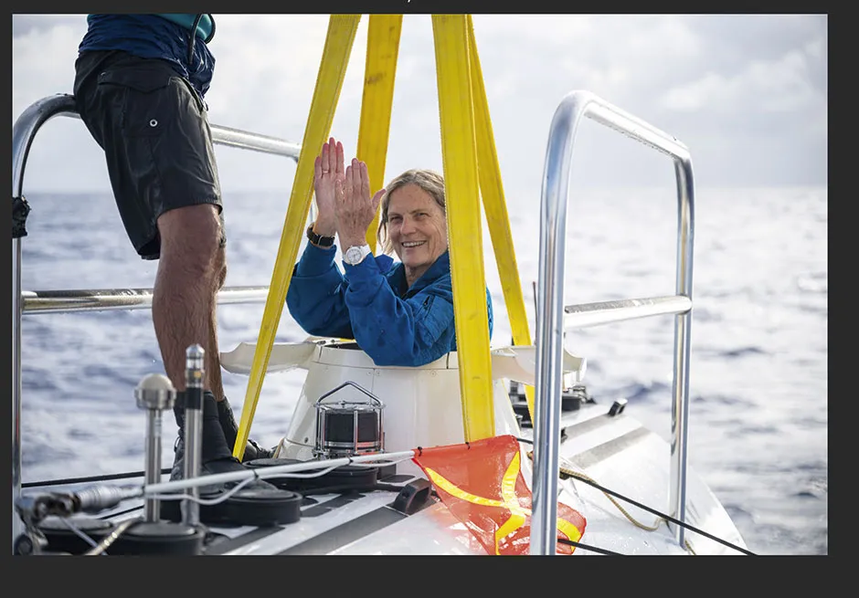 Dr Kathryn Sullivan in the submersible vehicle Limiting Factor, which she used to descend into the Mariana Trench © Enrique Alvarez