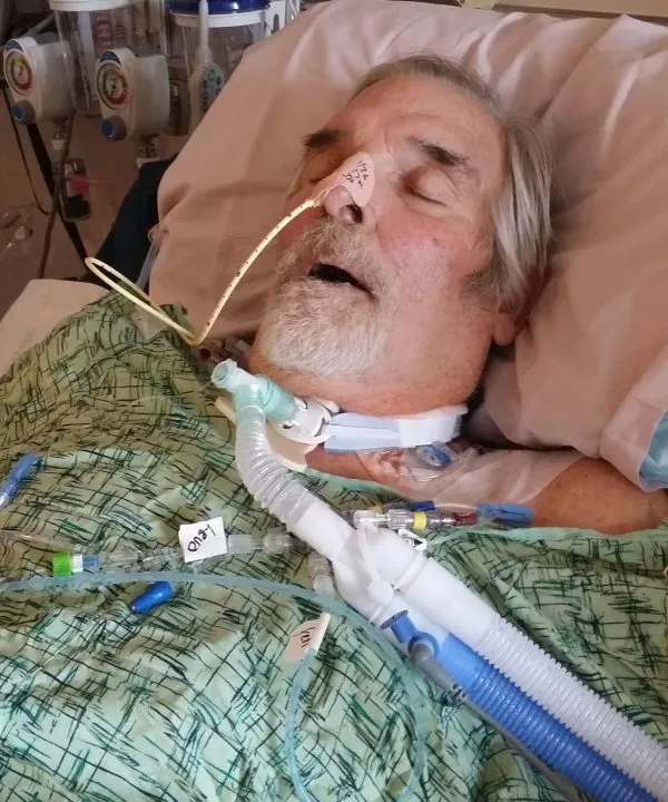 Tom being treated in San Diego hospital.