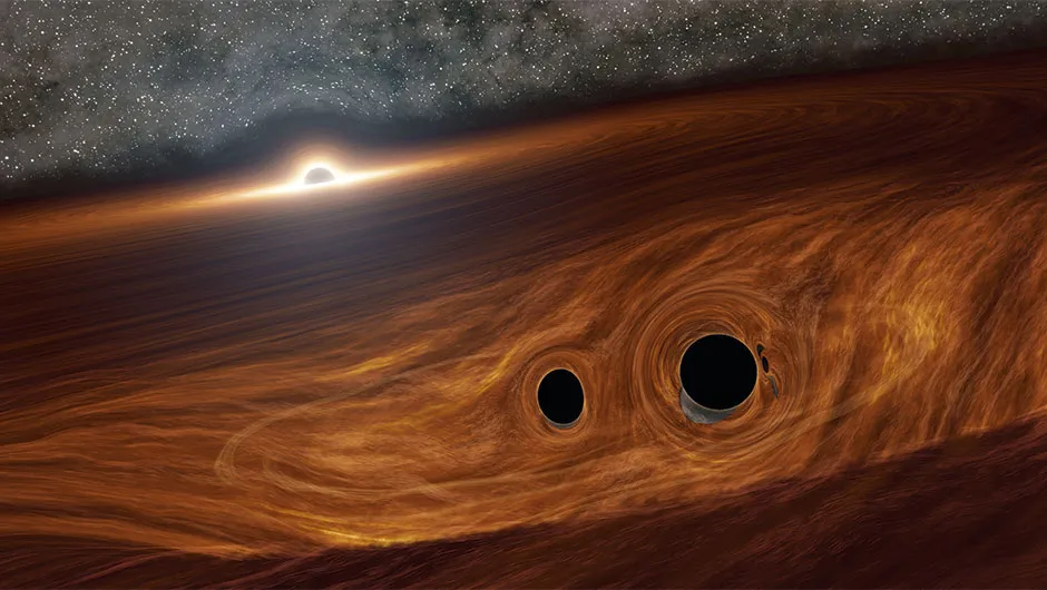 A visualisation of two black holes merging © Caltech/R Hurt (IPAC)