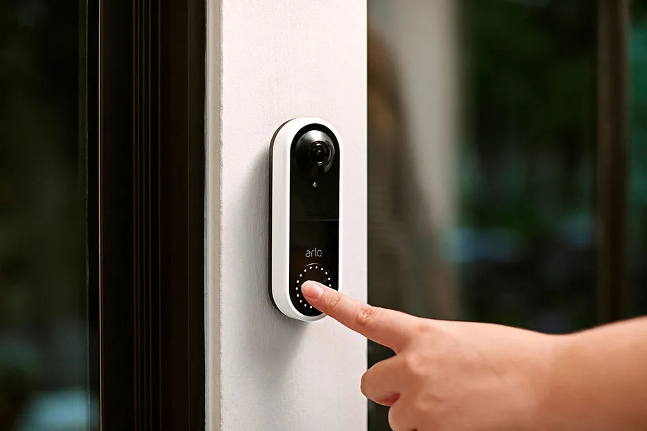 Arlo Video Doorbell mounted (best smart home devices)