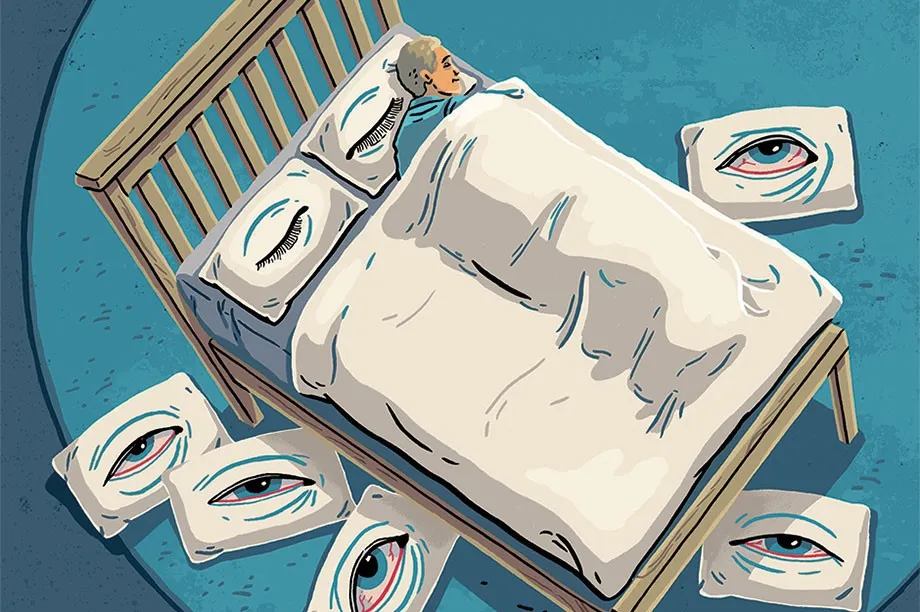 Illustration of sleeping in a bed © Eva Bee