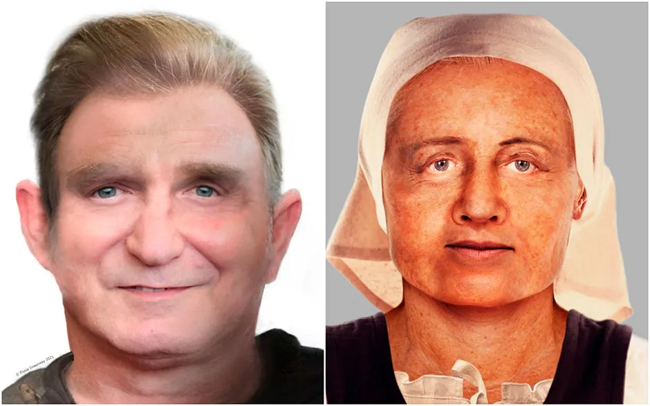 Facial reconstructions of the man and woman © City of Edinburgh Council/PA