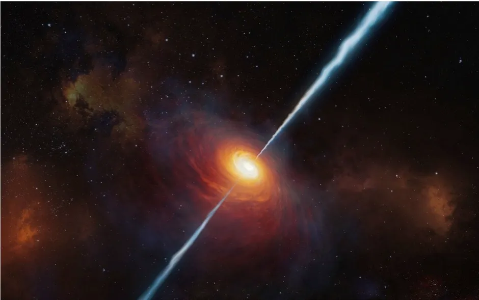 Artist’s impression of quasar P172 18, the most distant source of radio emission known to date © ESO/M Kornmesser