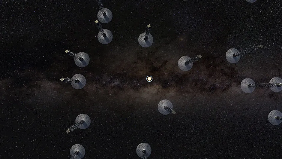 Artist's impression of a swarm of imaging spacecraft © The Aerospace Corporation