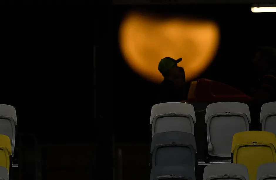TOWNSVILLE, AUSTRALIA - JUNE 25: Spectators are seen silhouetted against the moon during the Oceania Sevens Challenge at Queensland Country Bank Stadium on June 25, 2021 in Townsville, Australia. (Photo by Ian Hitchcock/Getty Images)