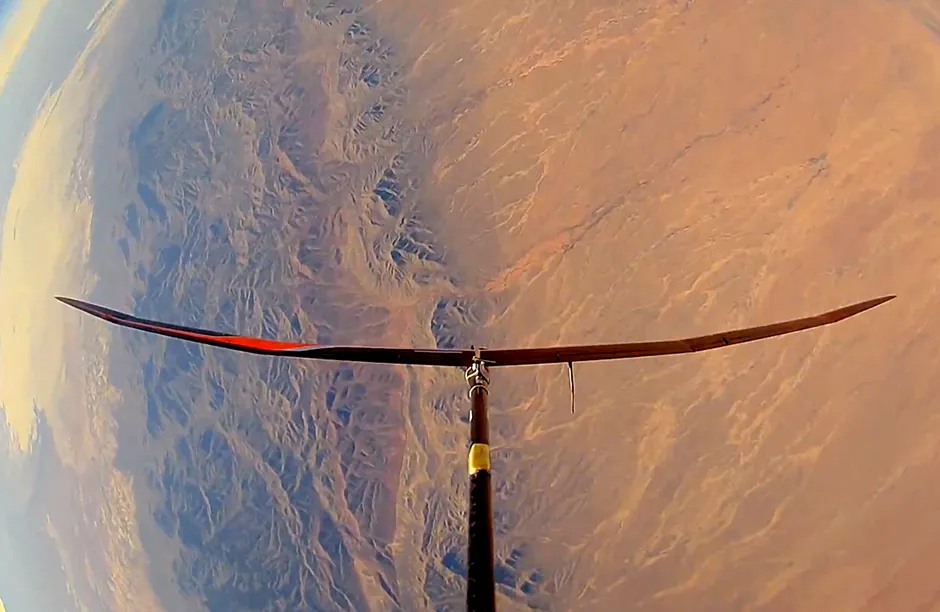 The uncrewed HiDRON stratospheric glider from Stratodynamics is designed to release from a sounding balloon at near-space altitude, enabling a controlled descent for technology payloads aboard. The glider also achieves higher velocity than a balloon flight alone – one of the reasons NASA-supported researchers from the University of Kentucky chose Stratodynamics as the flight provider for testing of turbulence detection instruments.