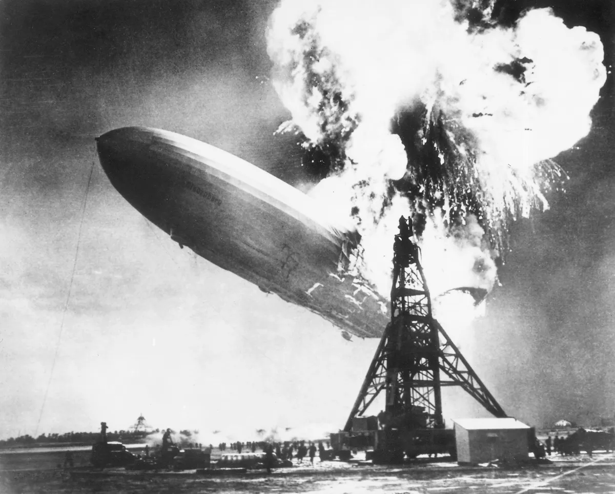 The Hindenburg airship caught fire in 1937 and sparked worries about using hydrogen in passenger vehicles © Getty Images