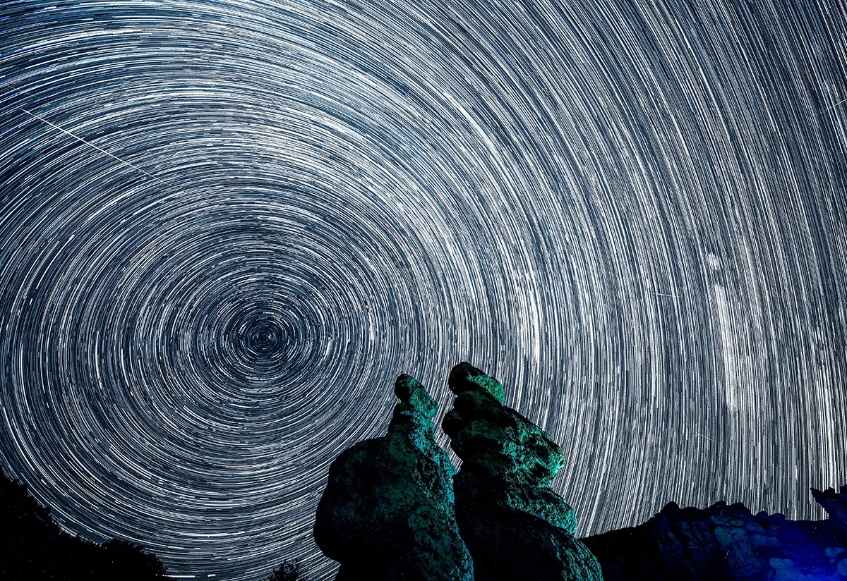 Mandatory Credit: Photo by GEORGI LICOVSKI/EPA-EFE/Shutterstock (12275203j) Two hundred stacked digital images of long exposures show Perseid meteors crossing the sky over the stone dools in Kuklice, near the eastern city of Kratovo, Republic of North Macedonia, early 13 August 2021. The Perseid meteor shower occurs every year in August when the Earth passes through debris and dust of the Swift-Tuttle comet. Perseid meteor shower over the stone dools in Kuklice, Kratovo, Republic Of North Macedonia - 13 Aug 2021