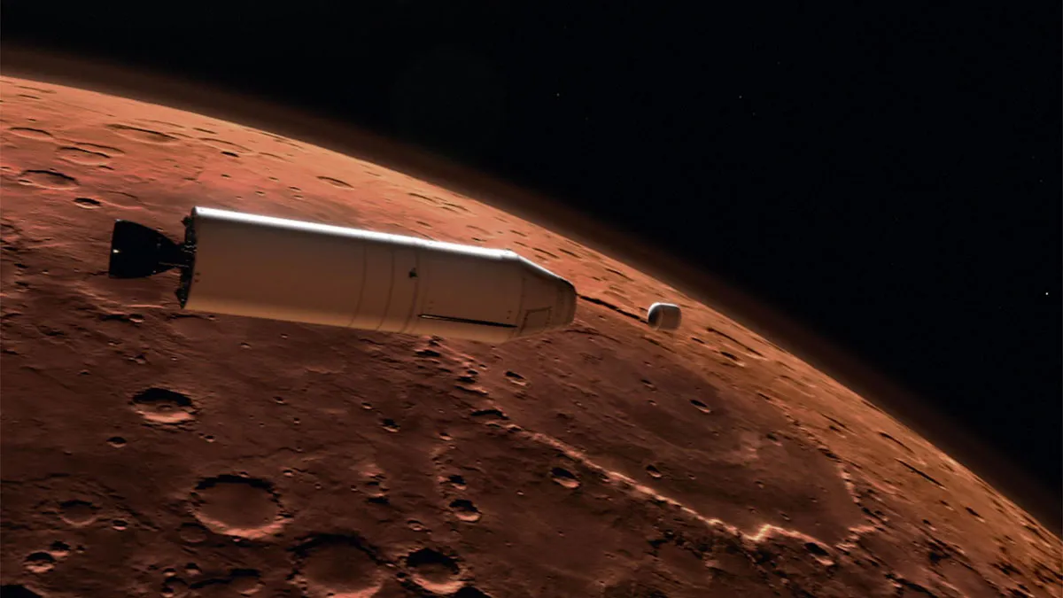 The container of samples meeting the Earth Return Orbiter in orbit around Mars © NASA/JPL