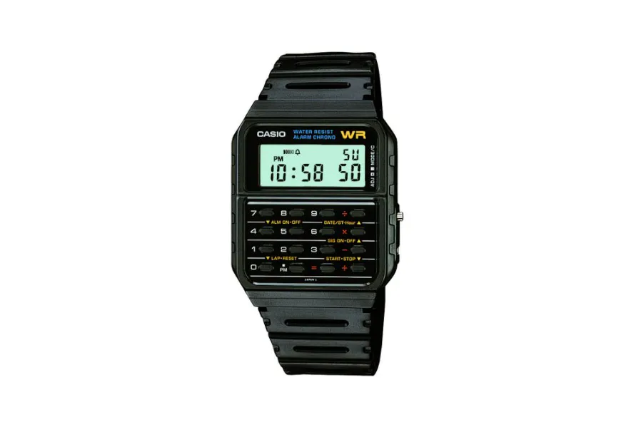 Casio calculator watch on white background