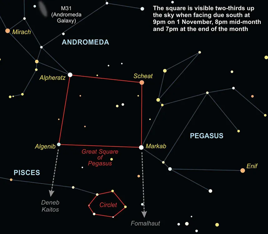 How can I see the Great Square of Pegasus? © Peter Lawrence