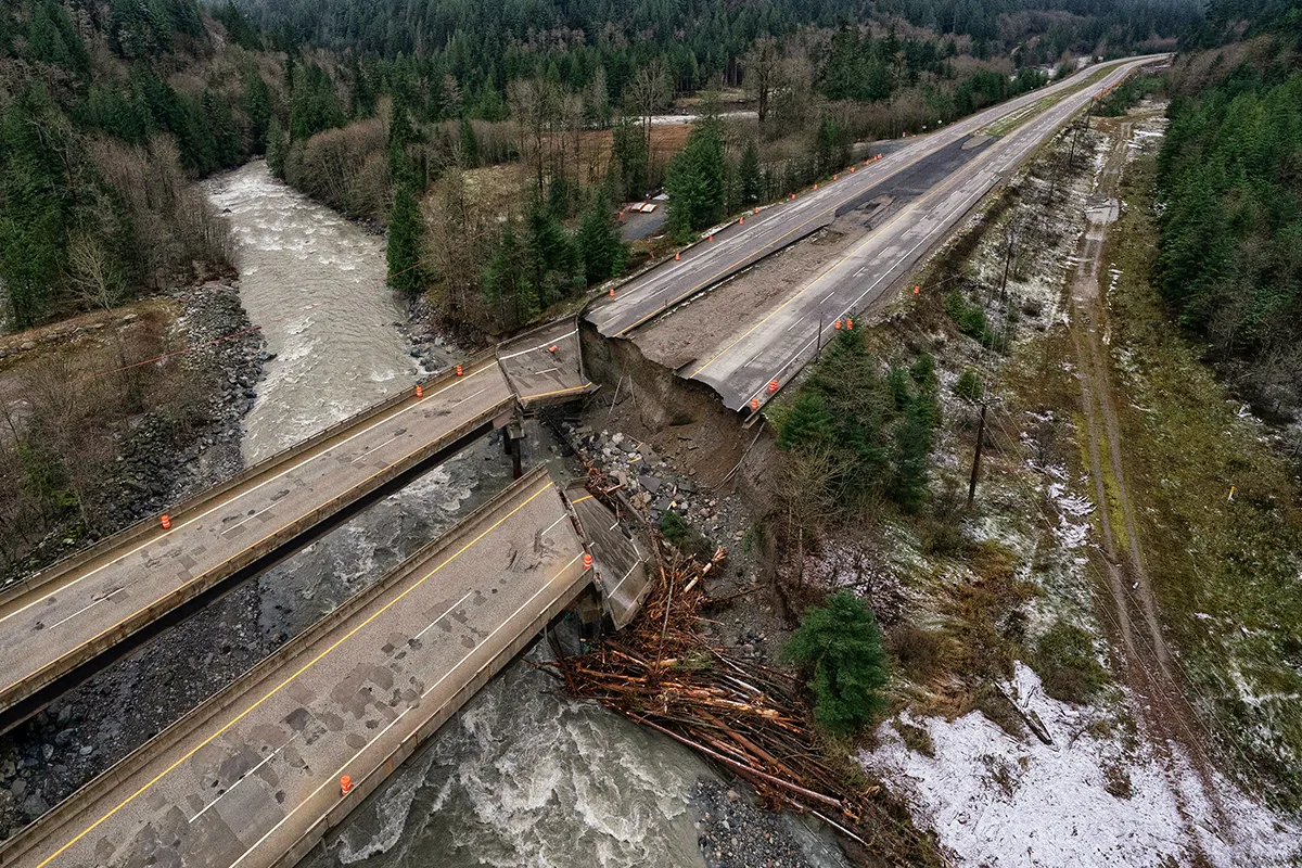 Photo by Canadian Press/Shutterstock (12608587ae) Damage caused by heavy rains and mudslides earlier in the week is pictured along the Coquihalla Highway near Hope, B.C., Thursday, November 18, 2021. Bc Flooding, Coquihalla Highway, Canada - 18 Nov 2021
