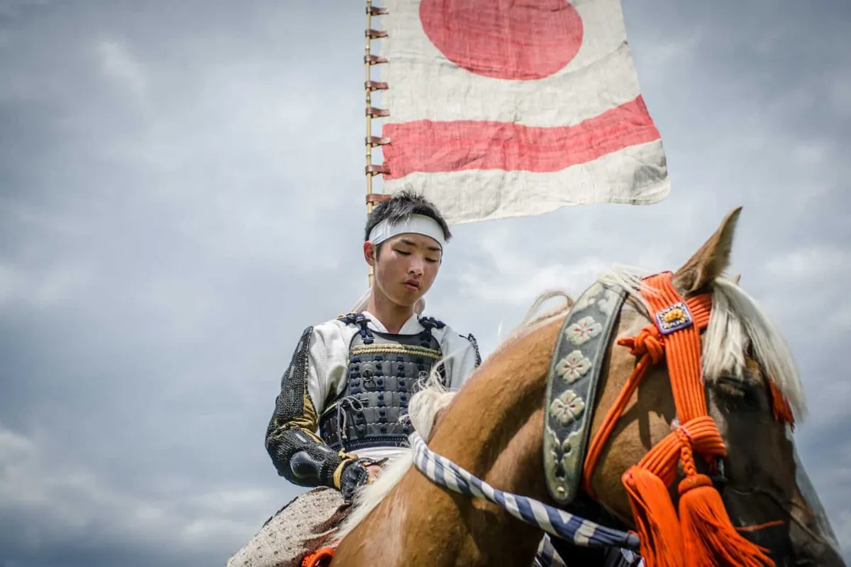 Young Samurai on horseback nuclear disaster