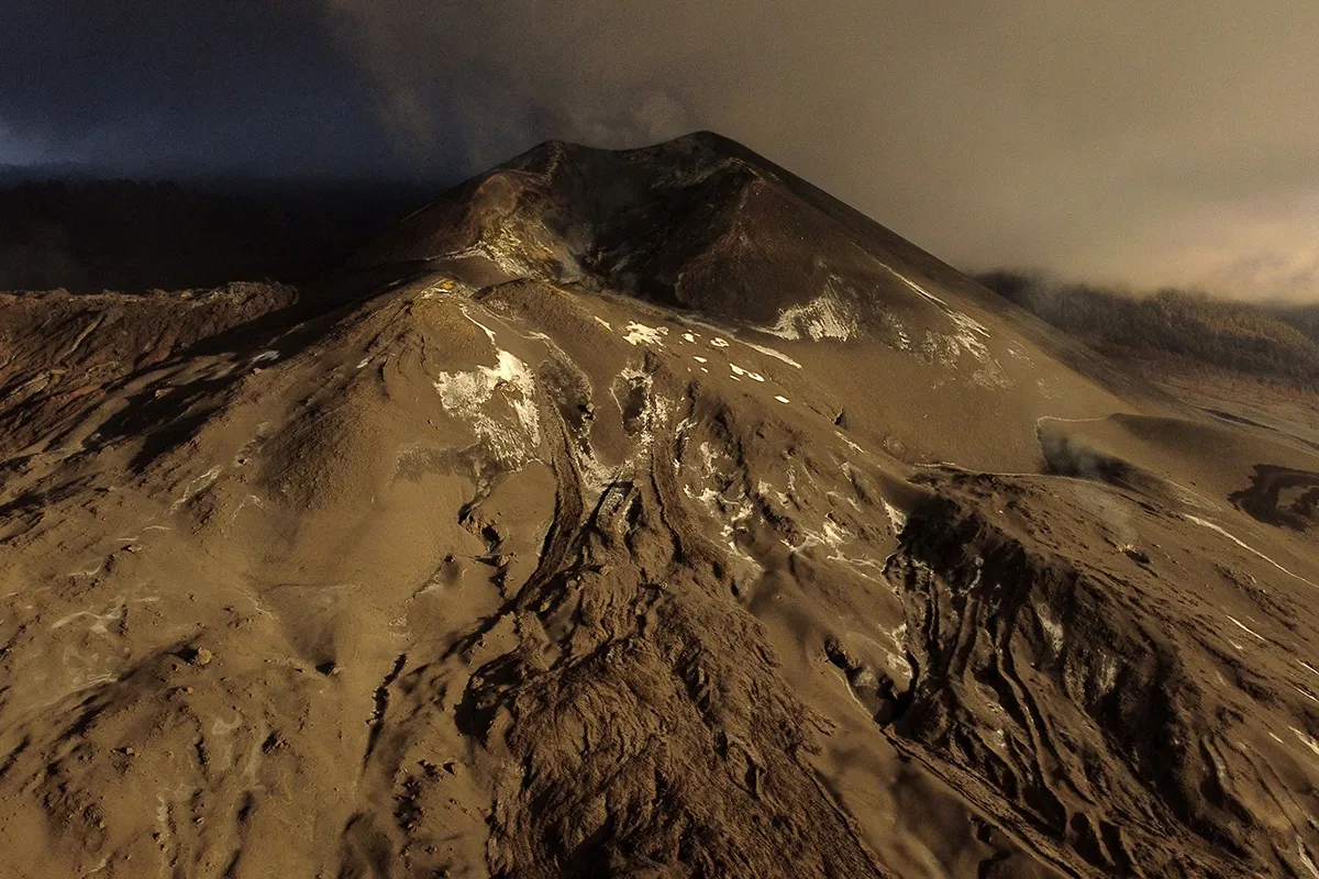 Aerial view of the Cumbre Vieja volcano,