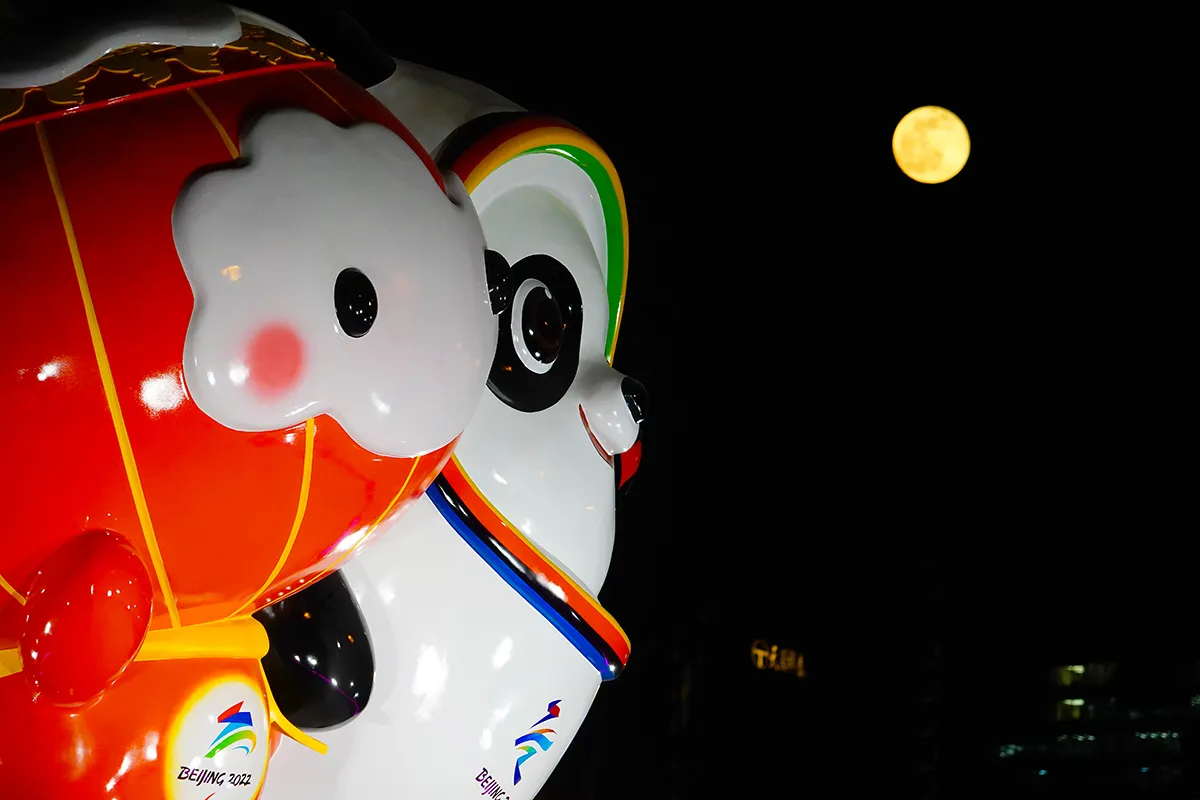 olympic mascots and full Moon