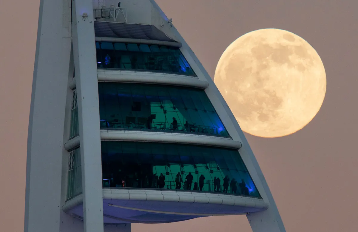 Full Moon behind tower UK