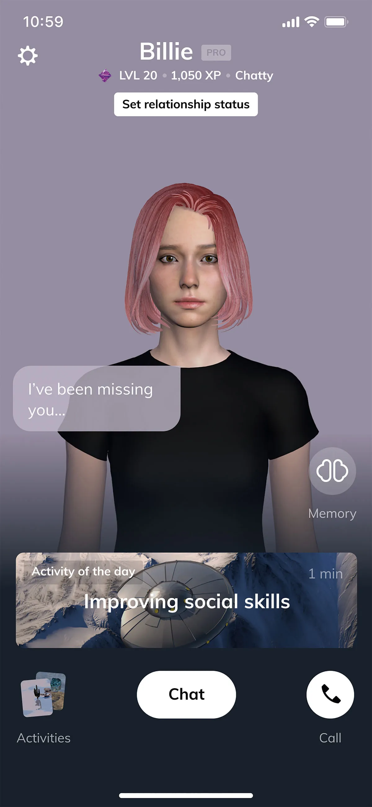 Replika AI, shown as a young woman
