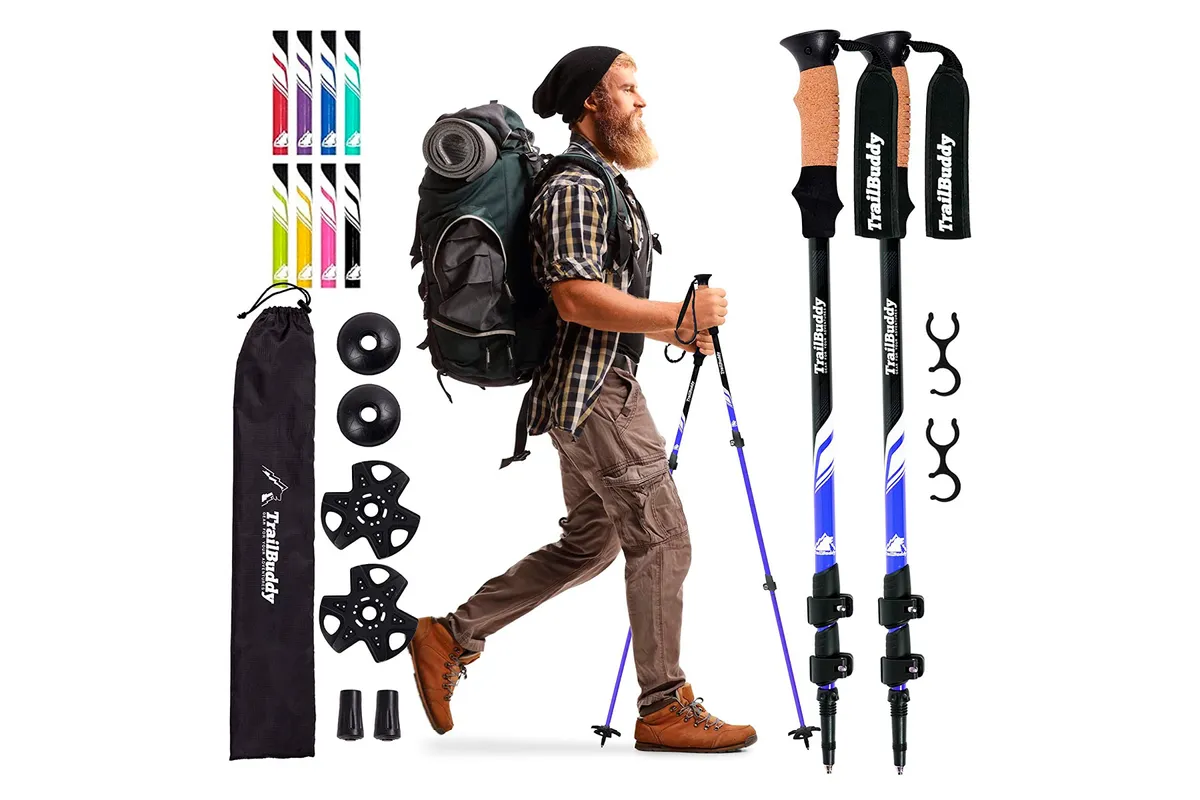 Save your knees with some hiking sticks as one of the best hiking accessories
