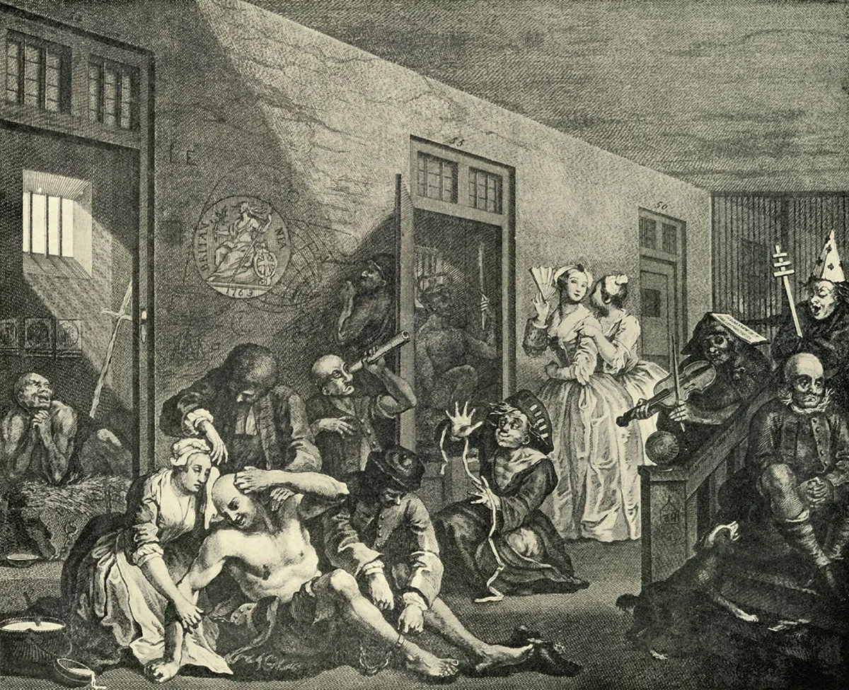 Illustration of Bethlem Hospital in the 1730s
