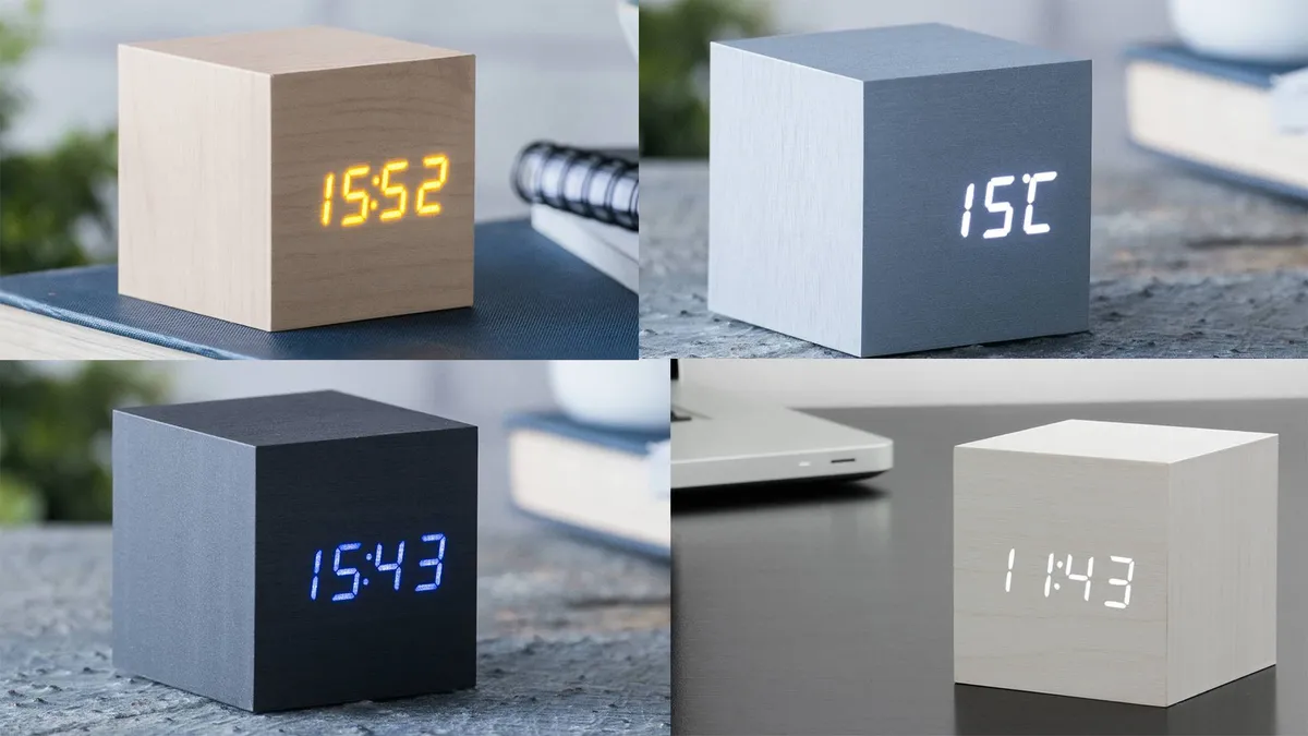 A selection of Ginko cube click clocks