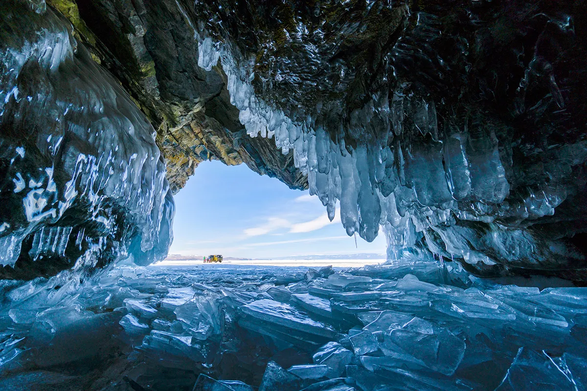 Ice cave looking out