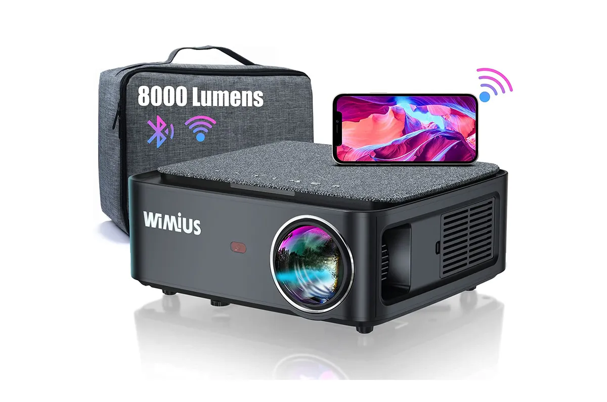 WiMiUS K1 8000 Lumen Video Projector on white background