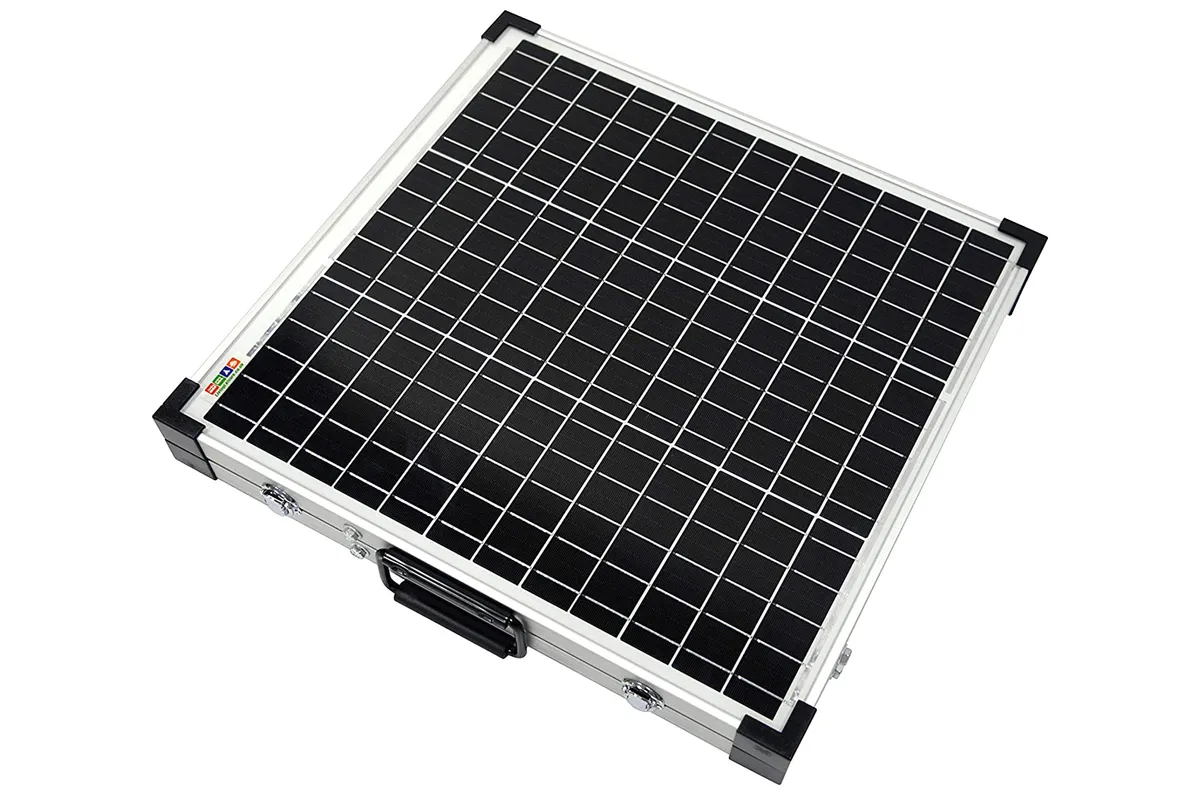 Living Leisure Folding Portable Solar Panel on a white background