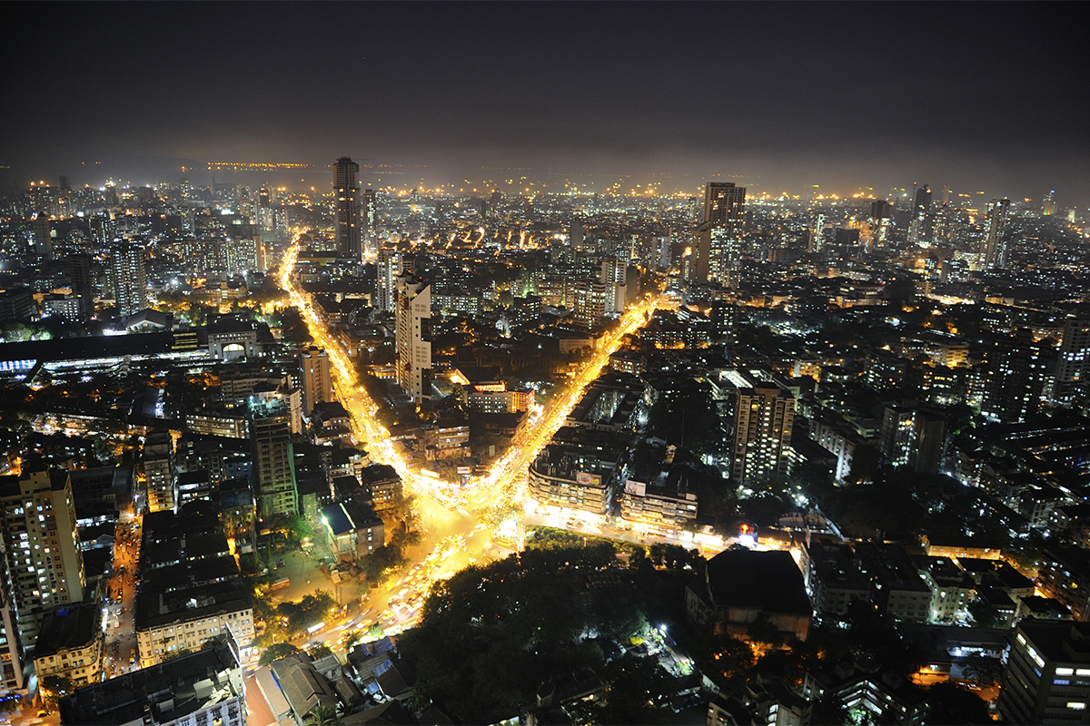 Aerial view of Mumbai at night