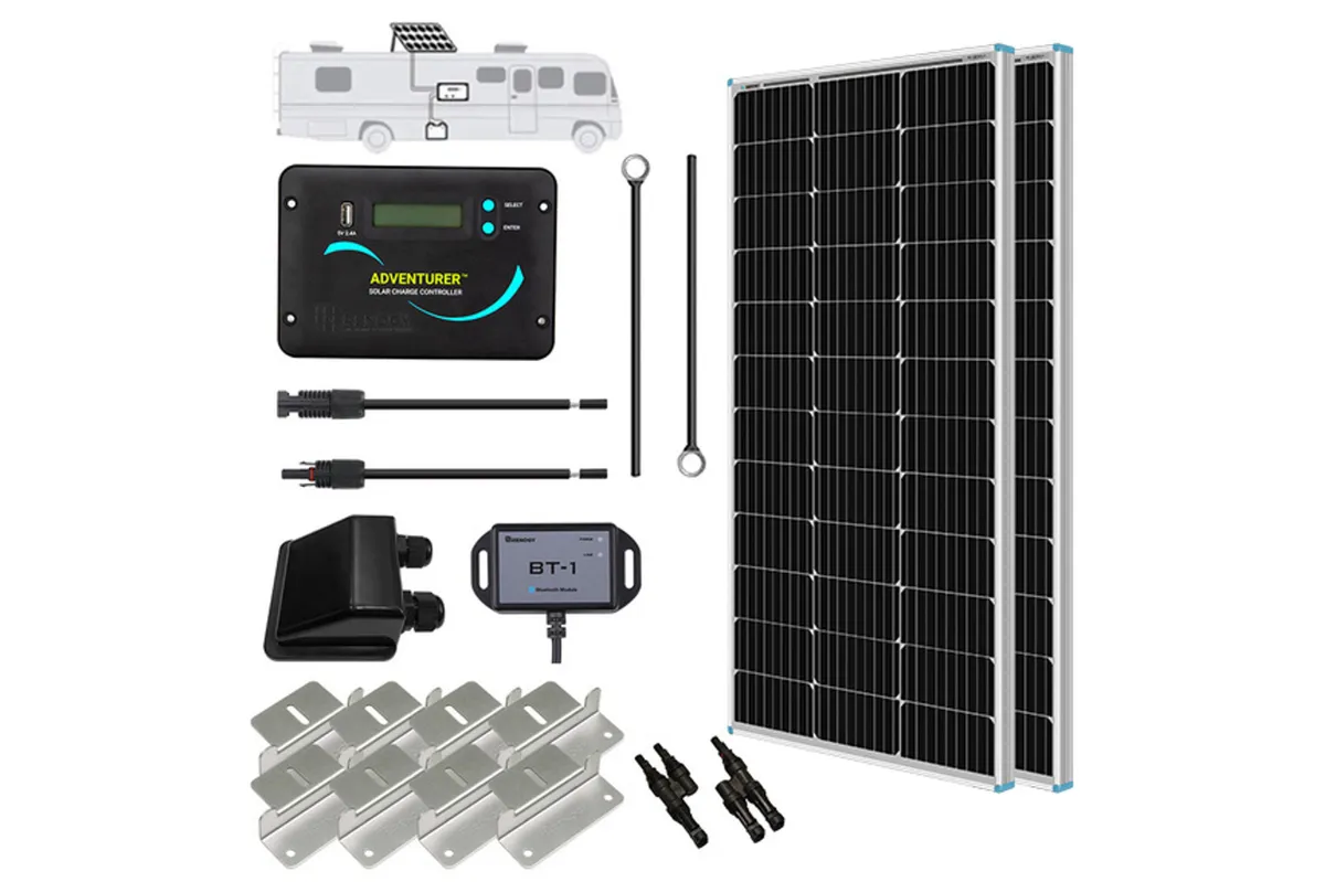 Renology 200 Watt Solar RV Kit on a white background