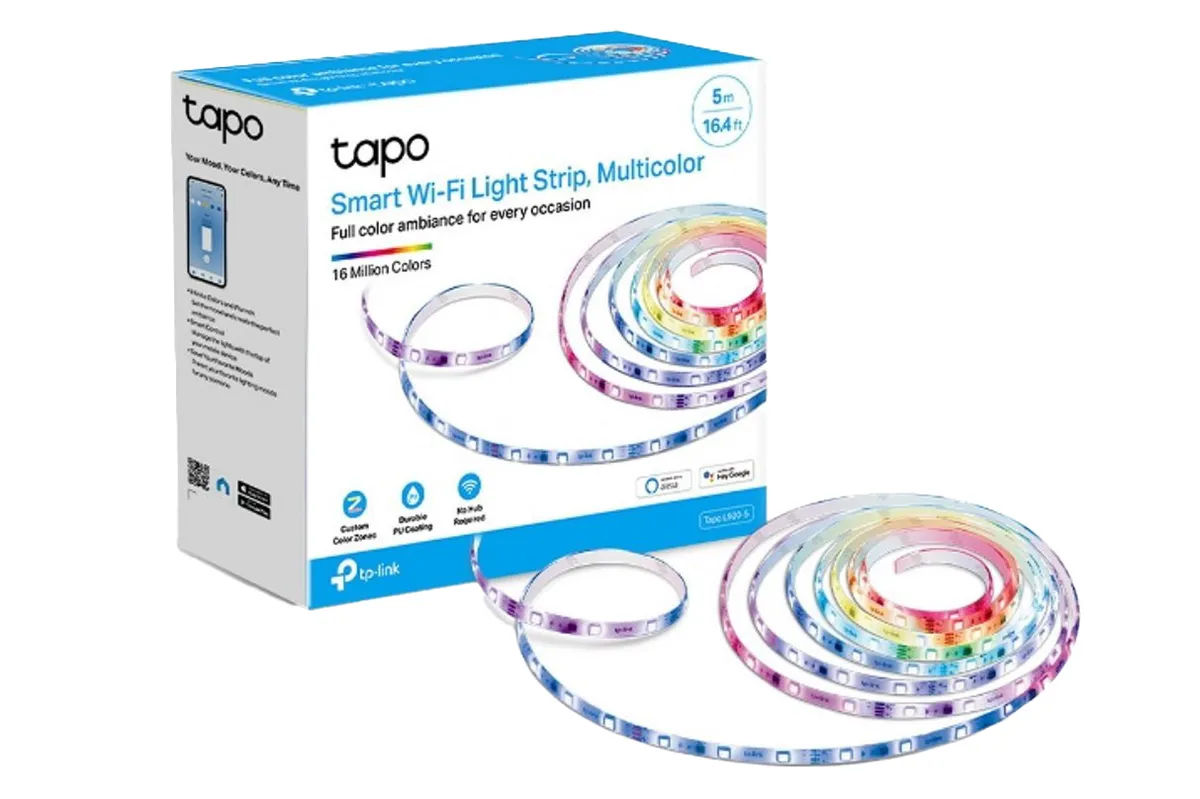 TP-Link Tapo Smart Wi-Fi Multicolor Light Strip on a white background