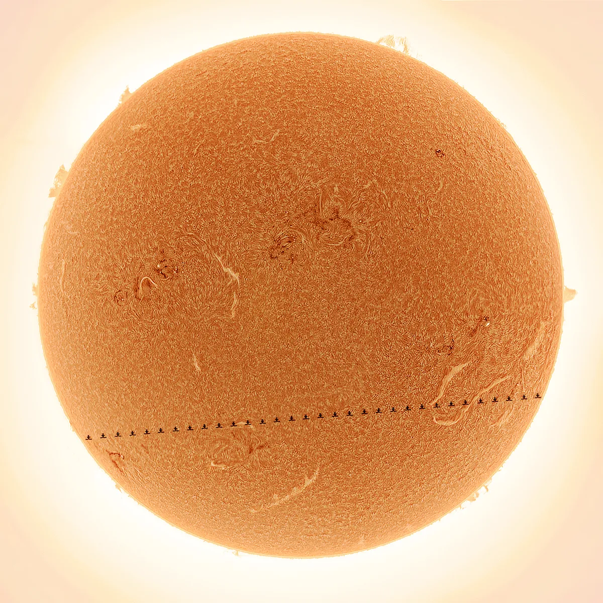 Sun with shape crossing the bottom