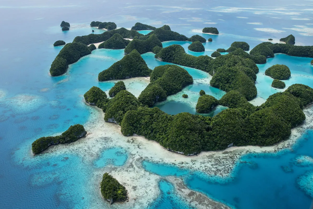 Aerial shots of the Rock Islands in Palau