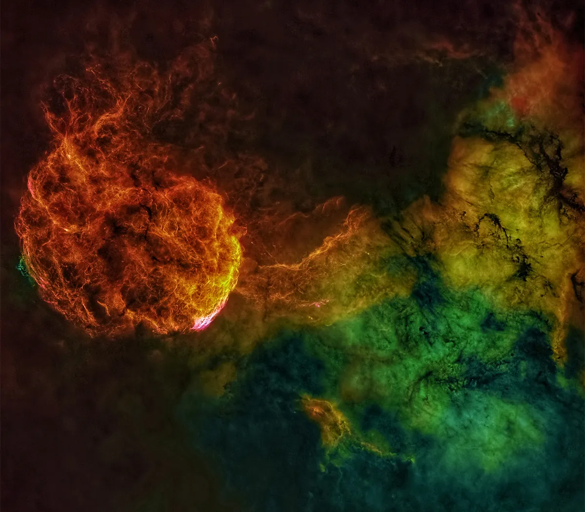 bright coloured gas clouds in space