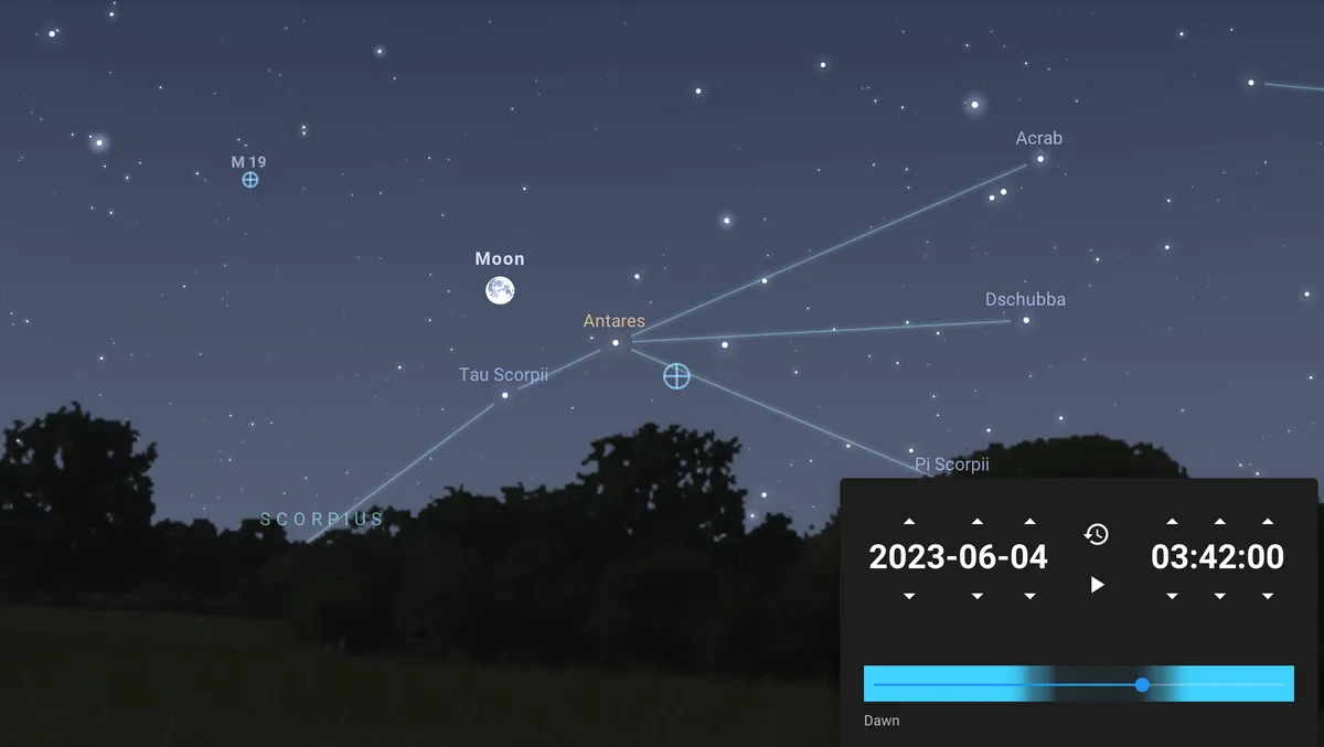 The Strawberry Moon in 2023 will be near to Antares in the constellation Scorpius