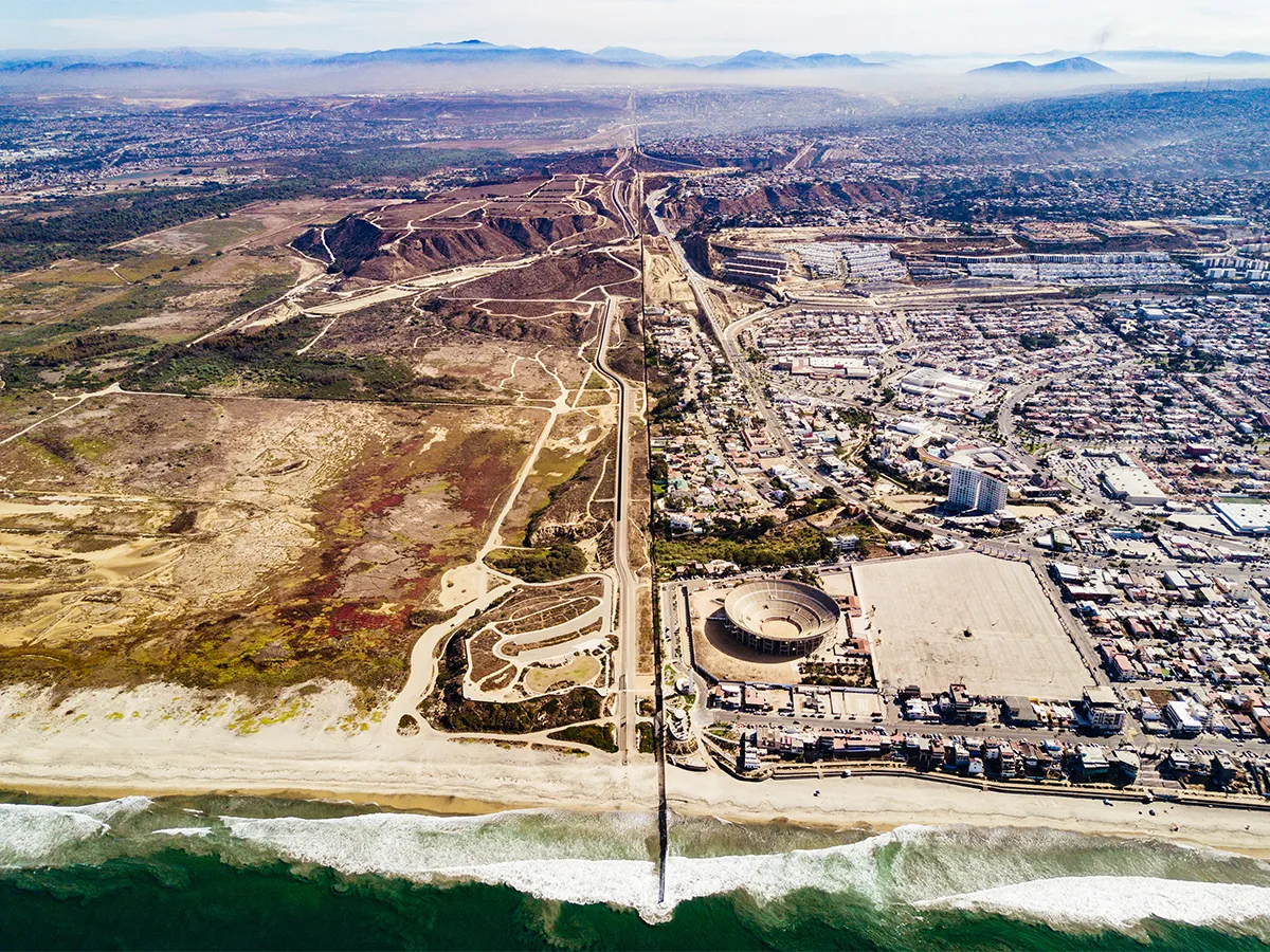 Aerial view of Mexico-US boarder
