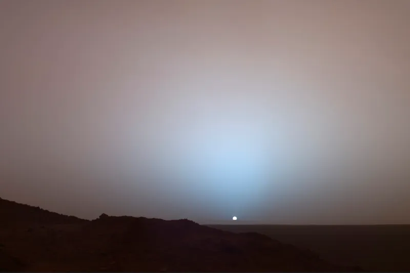 A photograph of sunset on Mars