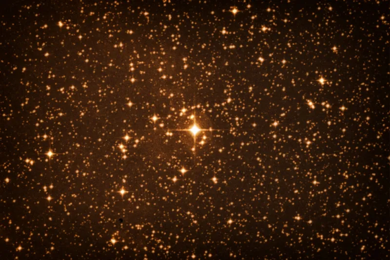 Bright orange star in deep space