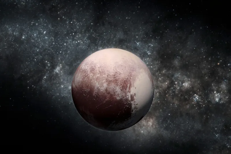 Illustration of Pluto in space.