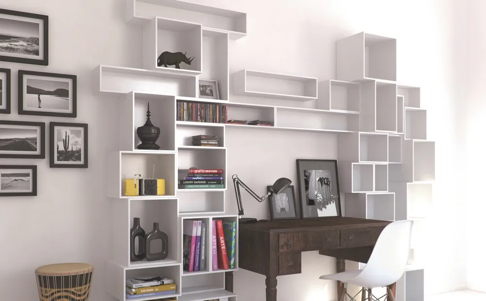 Easy Connect modular storage system by Cubit is made from lacquered or veneered MDF and can be easily moved or re-configured. This arrangement is approximately £1,300