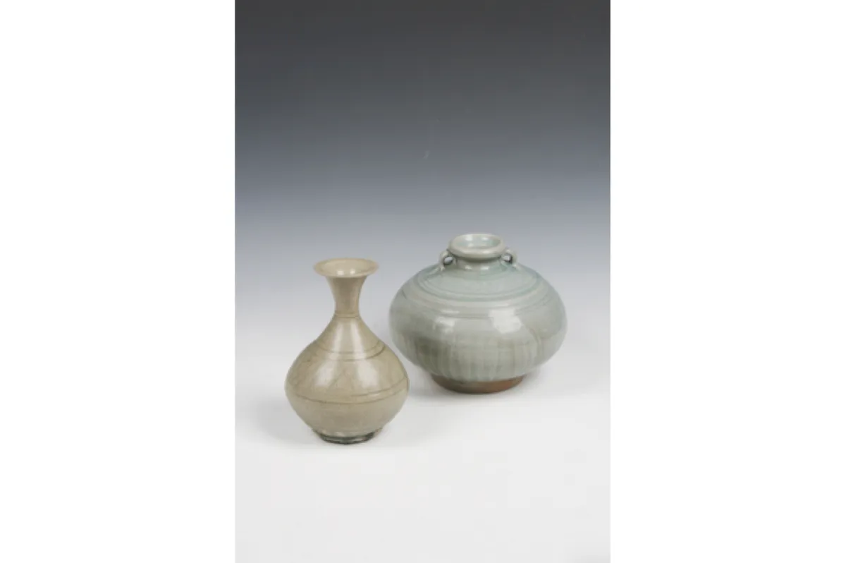 A set of two celadon vases