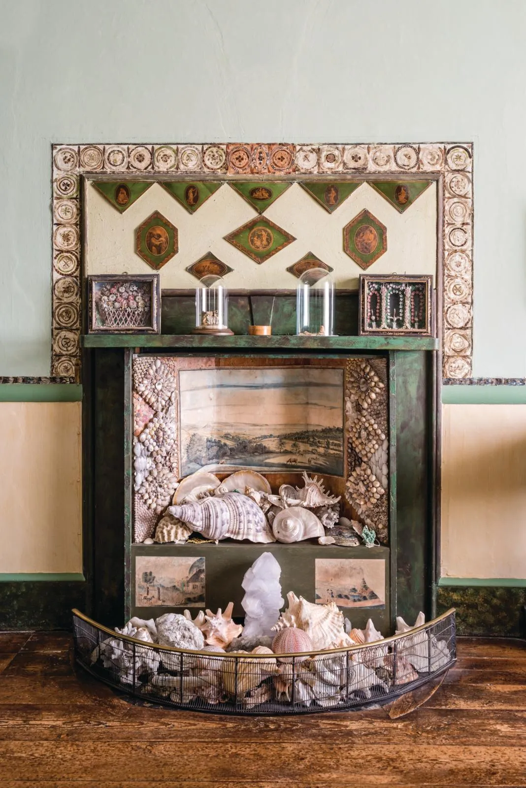 A la Ronde in Devon elaborately decorated fireplace