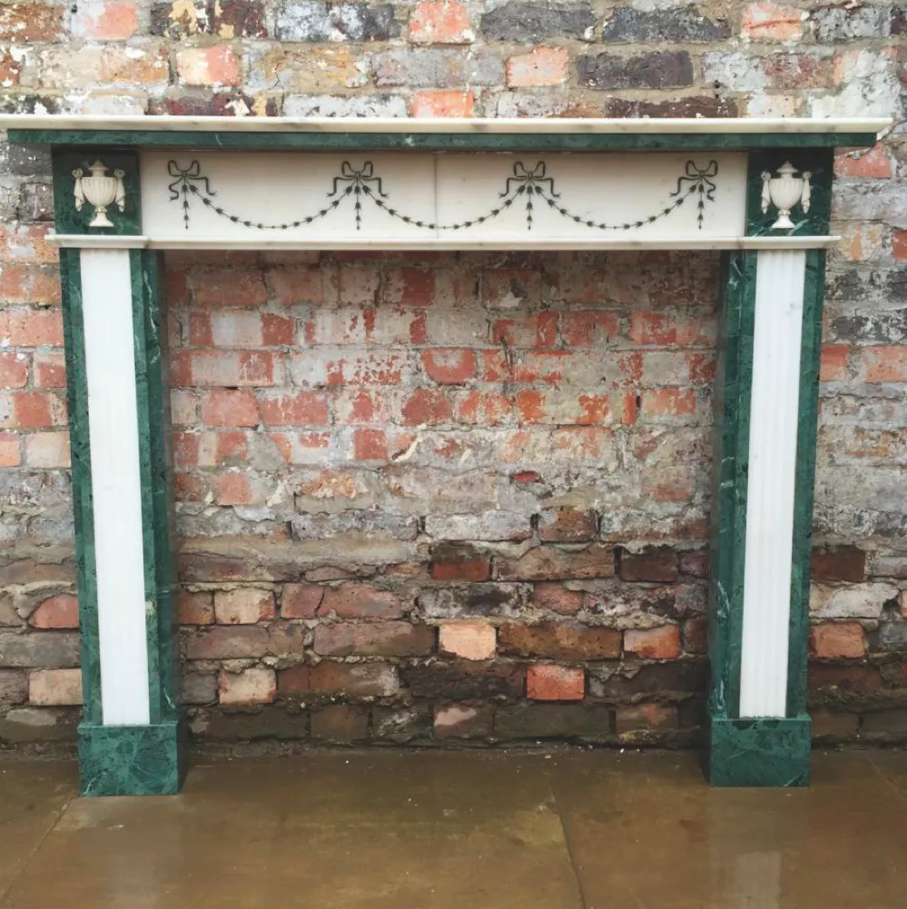 Reclaimed Regency Revival verde marble fire surround, £900, The Architectural Forum