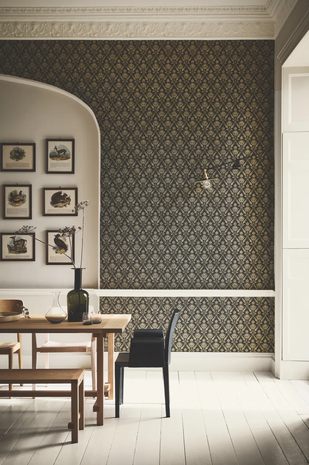 Archive designs with proven longevity have an authentically timeless look. ‘Borough High St’ wallpaper in ‘Stamp’, £86 per roll, London Wallpaper IV collection, Little Greene