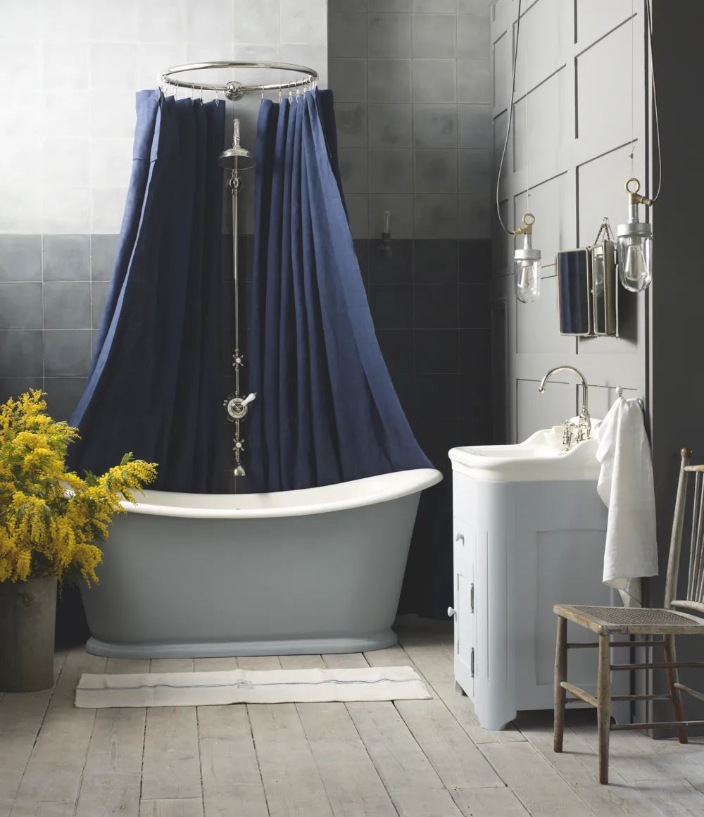 ‘Bateau’ cast-iron bath, from £4,920; antique cabinet basin, £2,719, The Water Monopoly