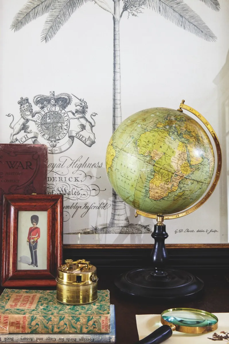 A globe sat on a desk