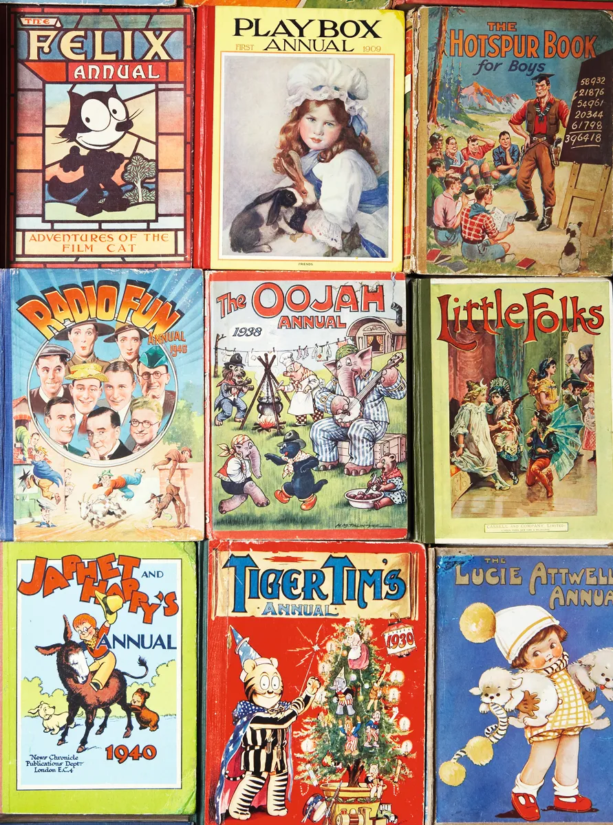 A collection of different annuals including a Radio Fun Annual