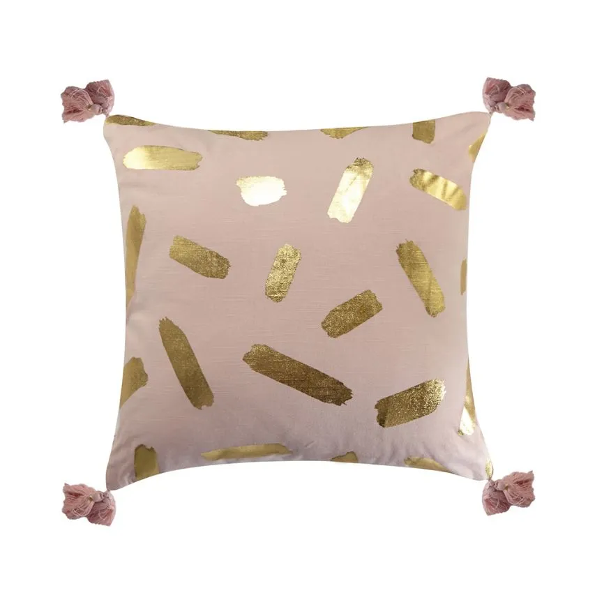 Debenhams Pink 'Leelah' Cushion with pink tassels and gold details
