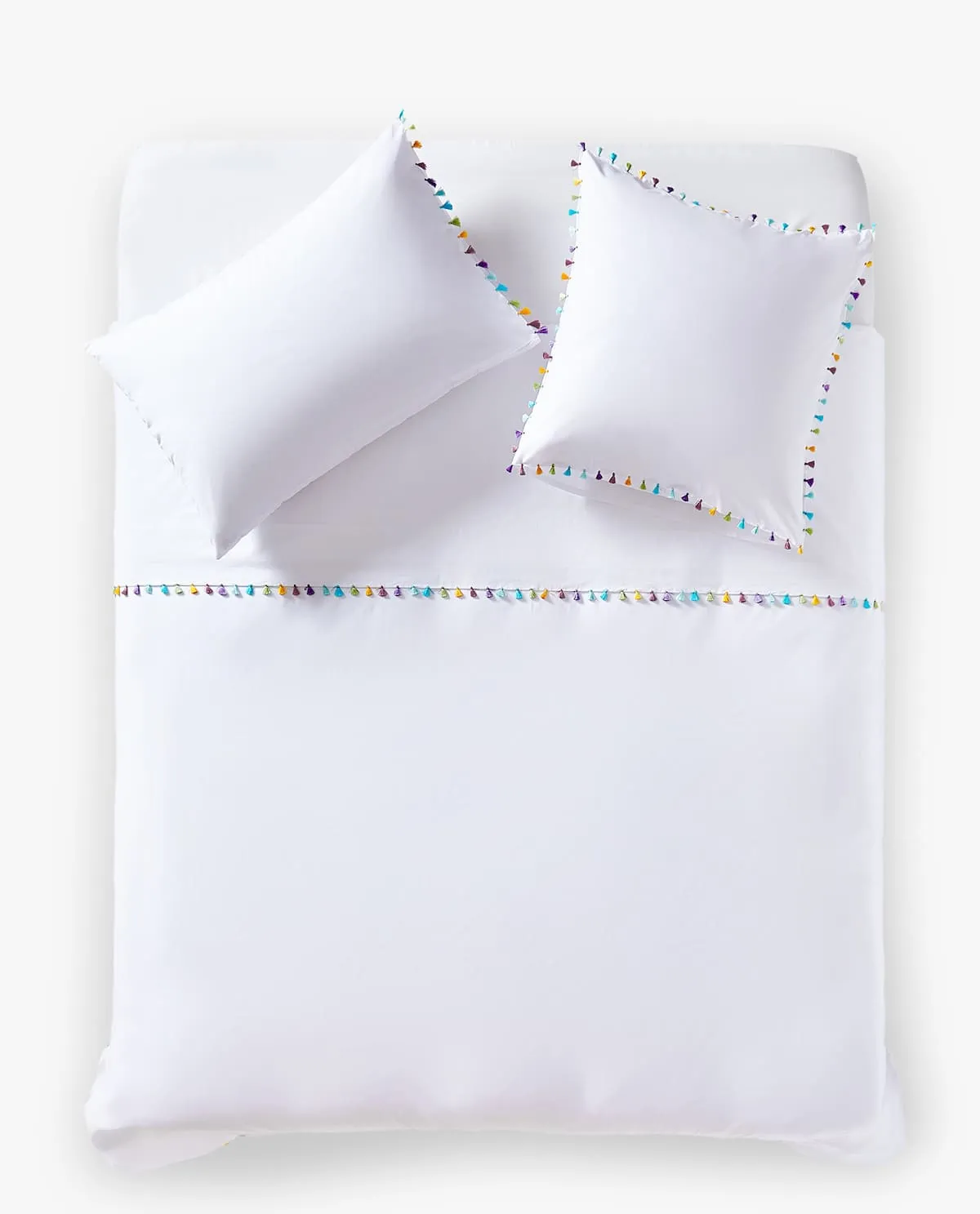 Zara Home White Duvet Cover with Multicoloured Pompoms